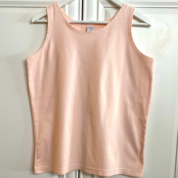 Lands' End Tops - Lands’End Women’s Size Medium Soft Pink Tank Top Scalloped Neck Shoulder NWOT